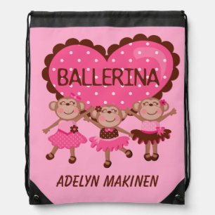 Ballerina Monkeys Drawstring Bag