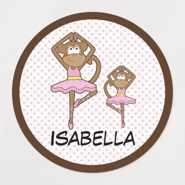 Ballerina Monkeys Kids' Labels (Design 1)