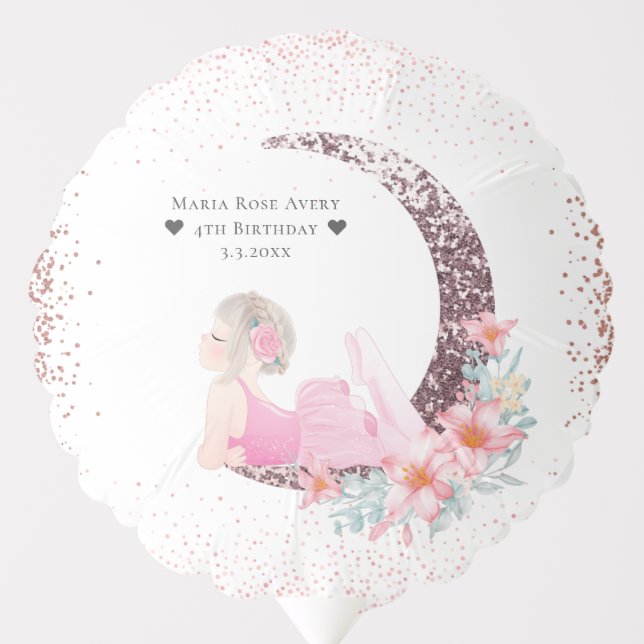 Ballerina Moon Glitter Personalized Photo  Balloon (Front)