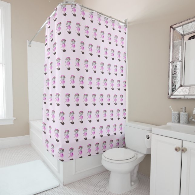 Ballerina Mouse Ballet Dancer Funny Shower Curtain (In Situ)
