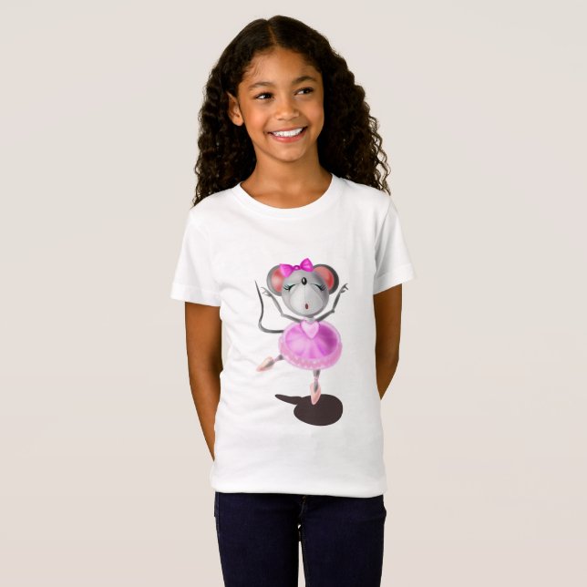 Ballerina Mouse Funny T-Shirt Happy Ballet Dancer (Front Full)