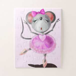 Ballerina Mouse Jigsaw Puzzle - Your Color - Text