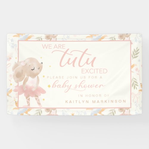 Ballerina Mouse Tutu Excited Baby Shower Banner