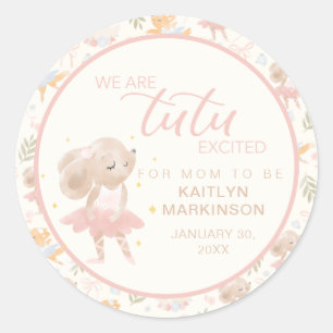 Ballerina Mouse Tutu Excited Baby Shower Classic Round Sticker
