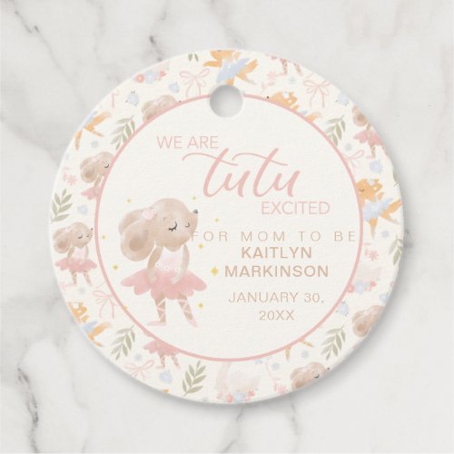 Ballerina Mouse Tutu Excited Baby Shower Favor Tags