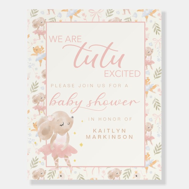 Ballerina Mouse Tutu Excited Baby Shower Foam Board (Front)