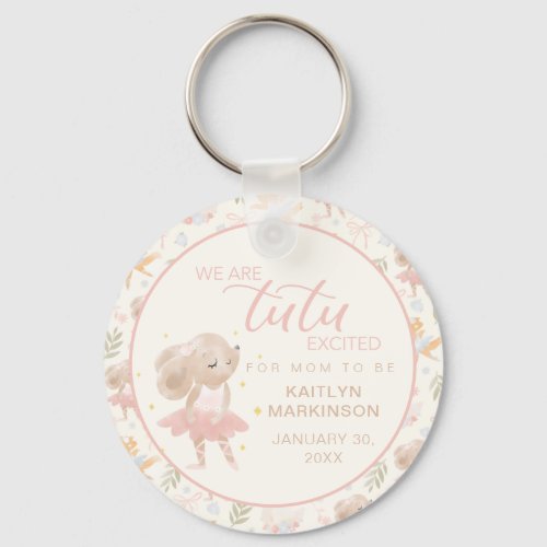 Ballerina Mouse Tutu Excited Baby Shower Keychain