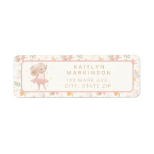 Ballerina Mouse Tutu Excited Baby Shower Label