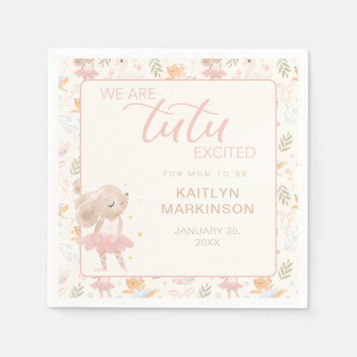 Ballerina Mouse Tutu Excited Baby Shower Napkins