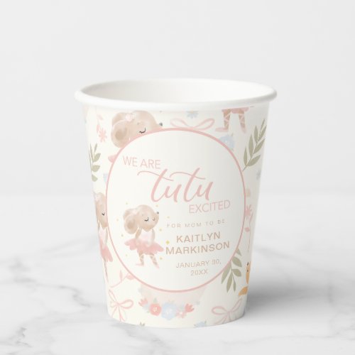 Ballerina Mouse Tutu Excited Baby Shower Paper Cups