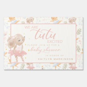 Ballerina Mouse Tutu Excited Baby Shower Sign