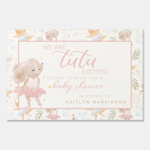 Ballerina Mouse Tutu Excited Baby Shower Sign