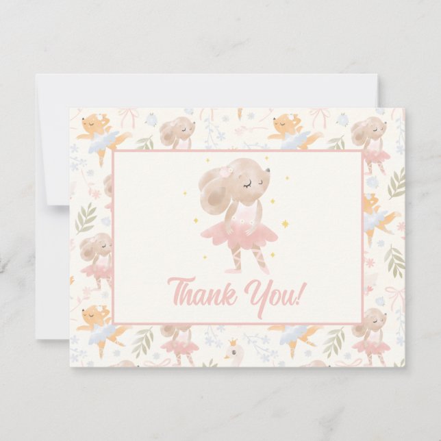 Ballerina Mouse Tutu Excited Thank You Card (Front)