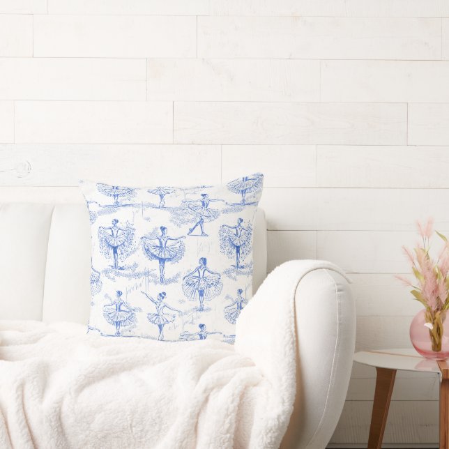 Ballerina Moves Pattern Blue ID738 Throw Pillow (Couch)