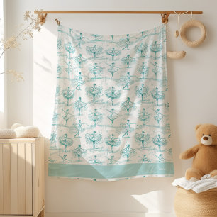 Ballerina Moves Pattern Teal ID738 Fleece Blanket