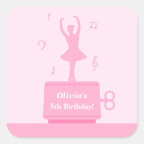 Ballerina Music Box Girl Birthday Decor Sticker