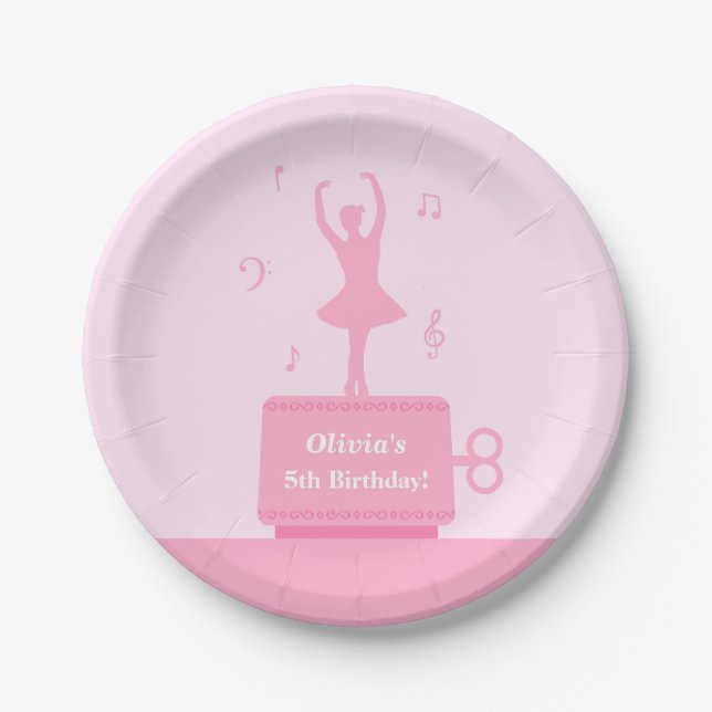 Ballerina Music Box Girl Birthday Party Supplies Paper Plates (Front)