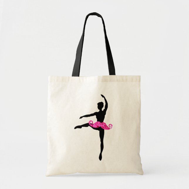 Ballerina Mustache Tote Bag (Front)