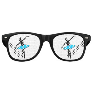 Ballerina Neon Ballet Dancer Silhouette Aqua Blue Retro Sunglasses