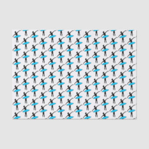 Ballerina Neon Ballet Dancer Silhouette Aqua Blue Tissue Paper