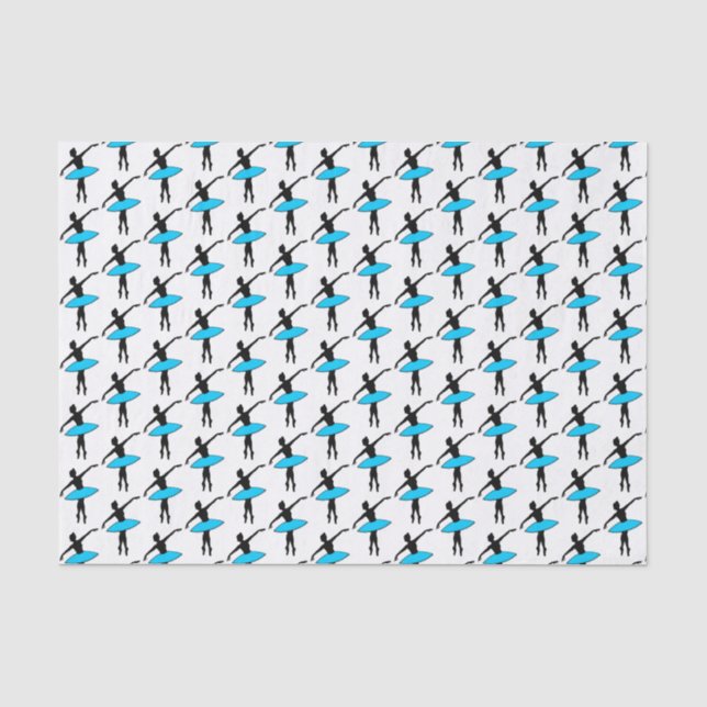 Ballerina Neon Ballet Dancer Silhouette Aqua Blue Tissue Paper (Front)