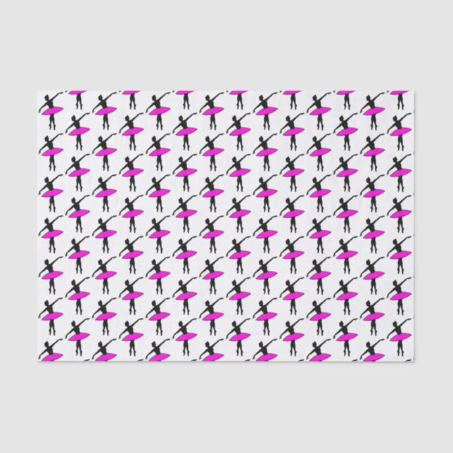 Ballerina Neon Ballet Dancer Silhouette Hot Pink Tissue Paper (Front)