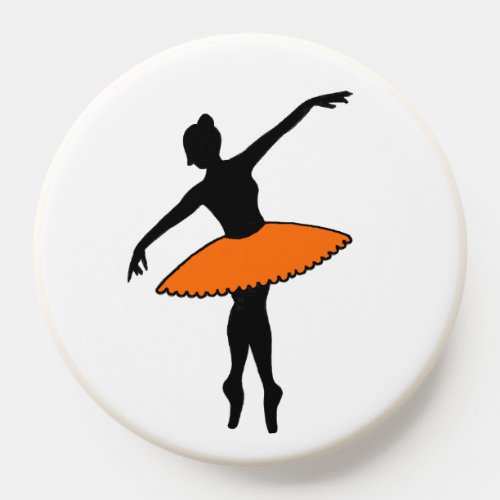 Ballerina Neon Ballet Dancer Silhouette Orange PopSocket