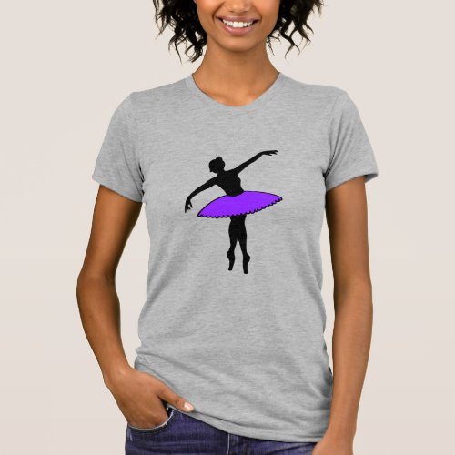 Ballerina Neon Ballet Dancer Silhouette Purple T_Shirt