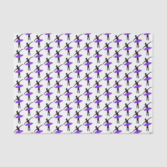 Ballerina Neon Ballet Dancer Silhouette Purple Tissue Paper (Front)