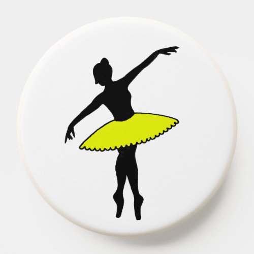 Ballerina Neon Ballet Dancer Silhouette Yellow PopSocket