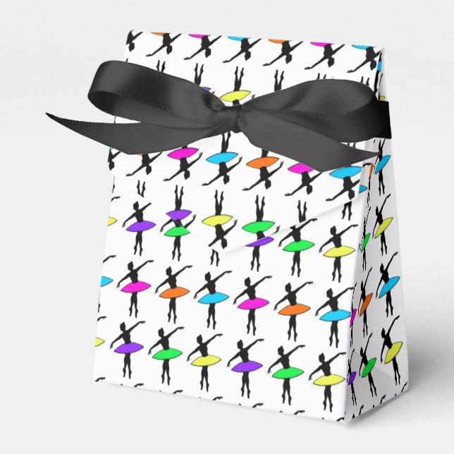 Ballerina Neon Ballet Dancers Dance Birthday Party Favor Boxes (Front Side)