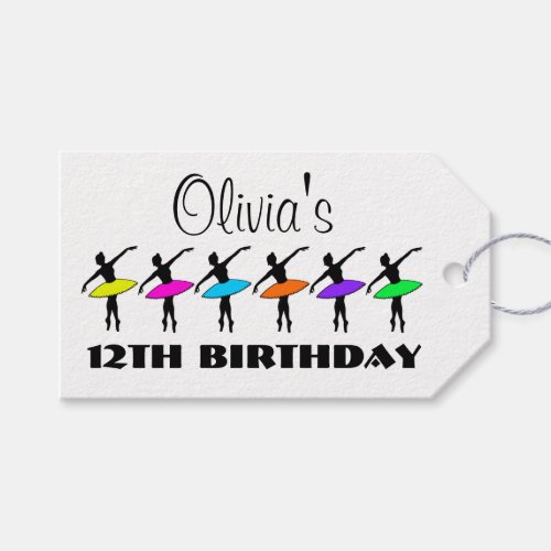 Ballerina Neon Ballet Dancers Dance Birthday Party Gift Tags