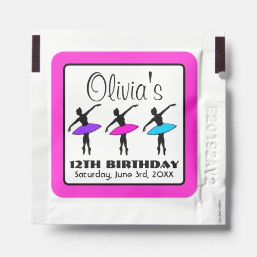 Ballerina Neon Ballet Dancers Dance Birthday Party Hand Sanitizer Packet