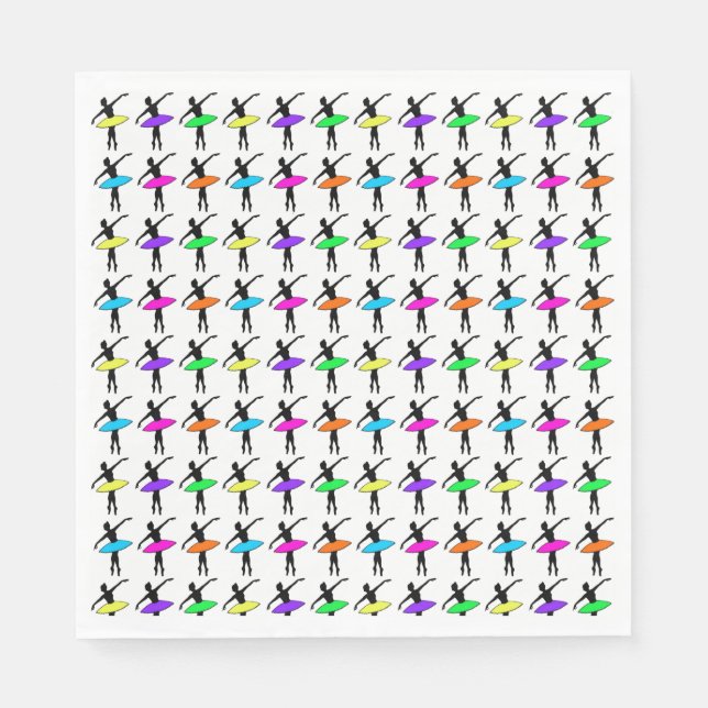 Ballerina Neon Ballet Dancers Dance Birthday Party Napkins (Front)
