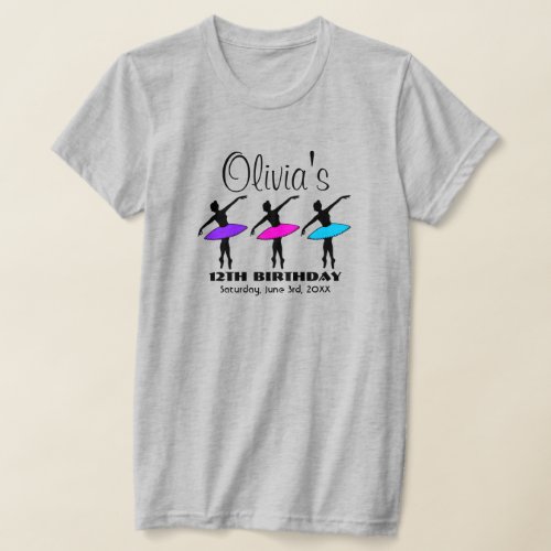 Ballerina Neon Ballet Dancers Dance Birthday Party T_Shirt