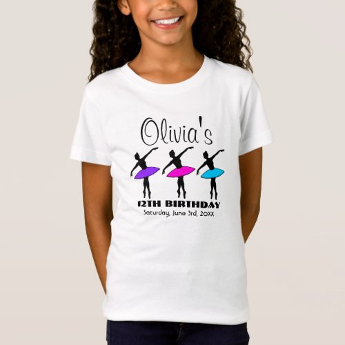 Ballerina Neon Ballet Dancers Dance Birthday Party T_Shirt