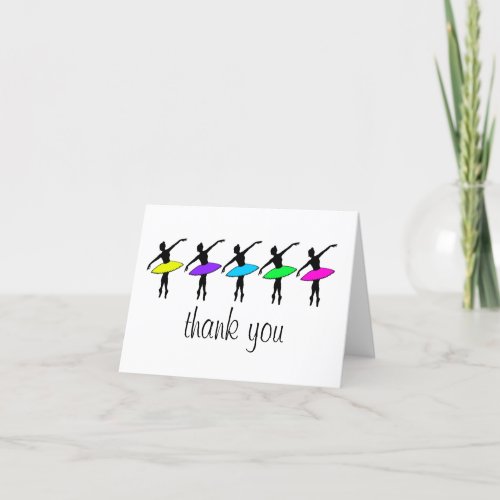 Ballerina Neon Ballet Dancers Dance Birthday Party Thank You Card