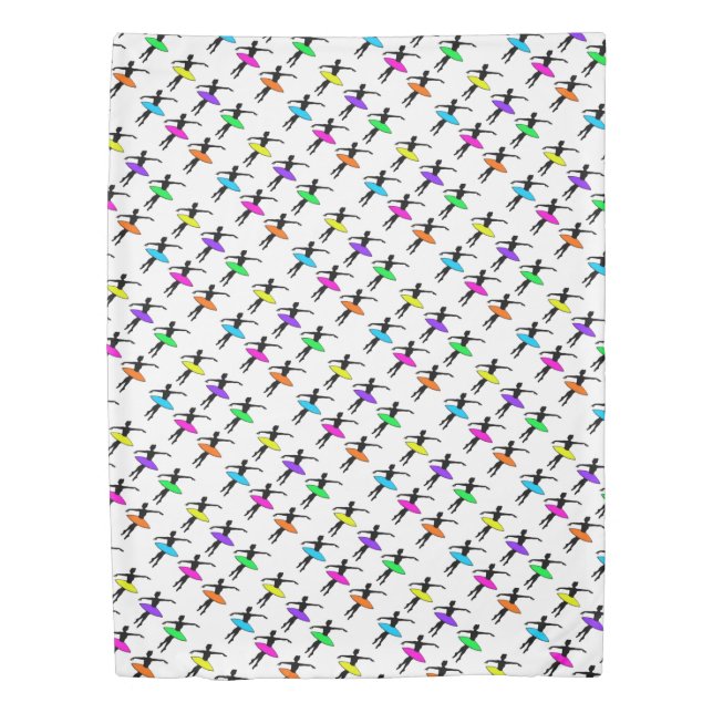 Ballerina Neon Tutus Silhouette Ballet Dancers Duvet Cover (Front)