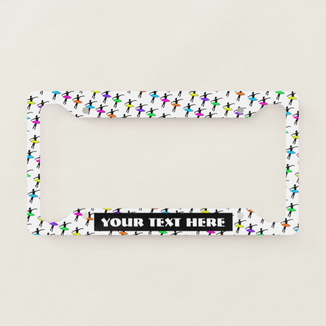 Ballerina Neon Tutus Silhouette Ballet Dancers License Plate Frame (Front)