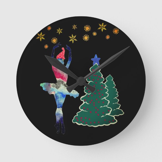 Ballerina New Year Round (Medium) Wall Clock (Front)