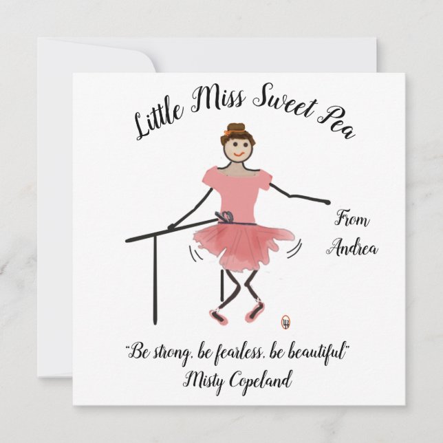 Ballerina Note Card w Little Miss Sweet Pea (Front)