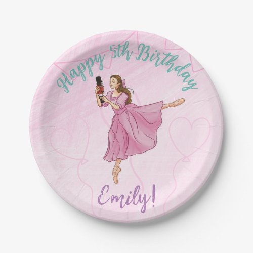 Ballerina Nutcracker Ballet Girl Name Paper Plates