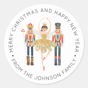 Ballerina Nutcracker Christmas Holiday Classic Rou Round Sticker