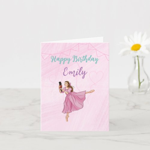 Ballerina Nutcracker _ Custom Name Birthday Card