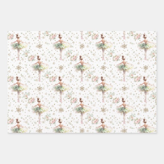 Ballerina Nutcracker Fairy Story Wrapping Paper Sheets (Front)