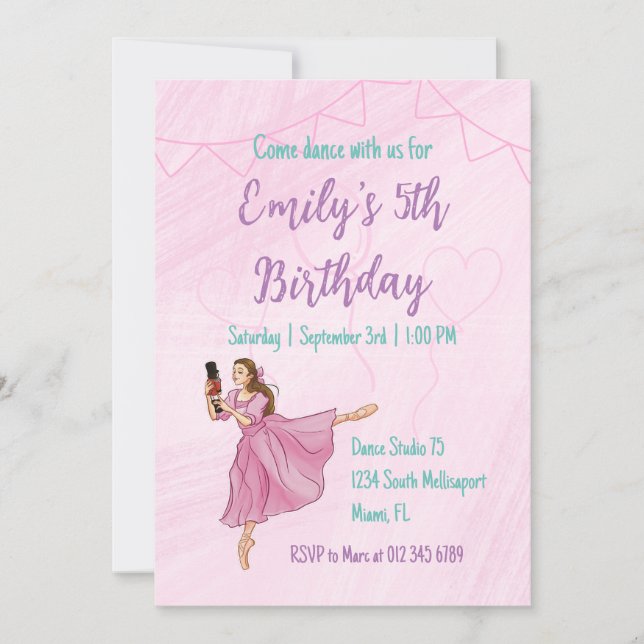 Ballerina Nutcracker - Kids Birthday Party Invitation (Front)