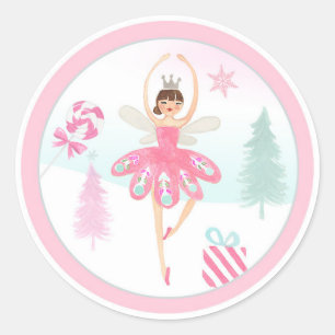 Ballerina Nutcracker Pink Girl Birthday Cupcake Classic Round Sticker