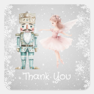 Ballerina & Nutcracker, snowflakes Christmas Square Sticker