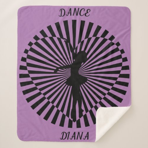 Ballerina on a black and white abstract blanket sherpa blanket