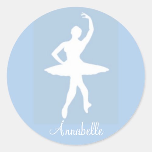 Ballerina on Blue Round Stickers